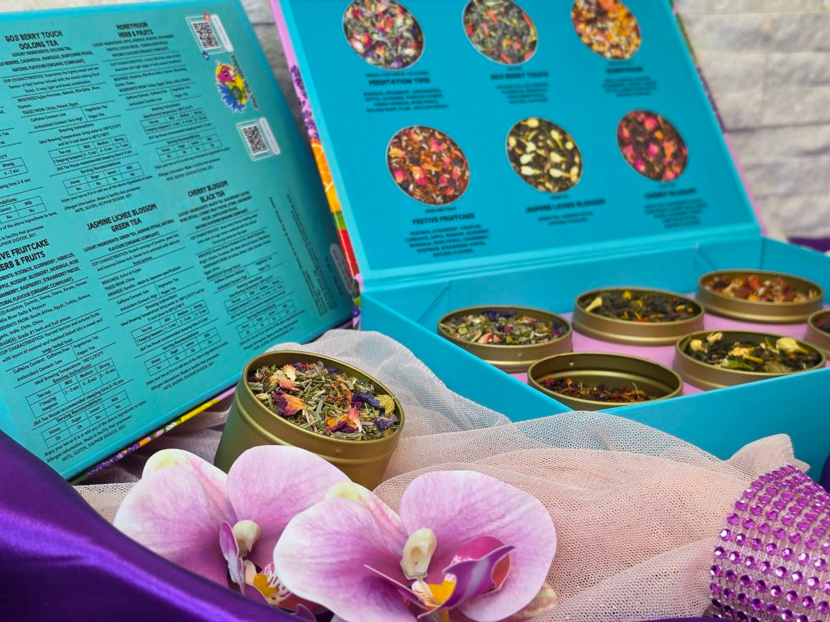 J&A Tea House Luxury Loose Leaf Tea Collection Gift Set – 6 Premium Tea Blends (195g)